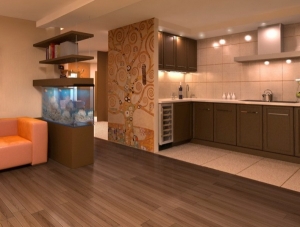 Дизайн гостиной, совмещённой с кухней