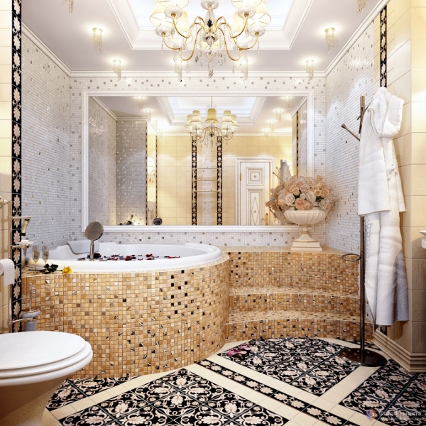 Мозаика на пол в ванной