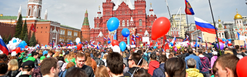 Московские строители приняли участие в Первомайской демонстрации