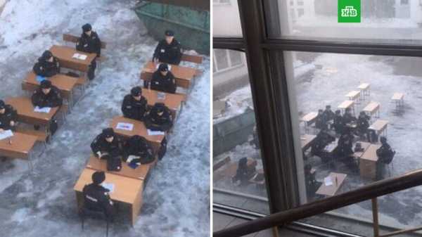 В Москве курсантов МВД обучают на улице на морозе